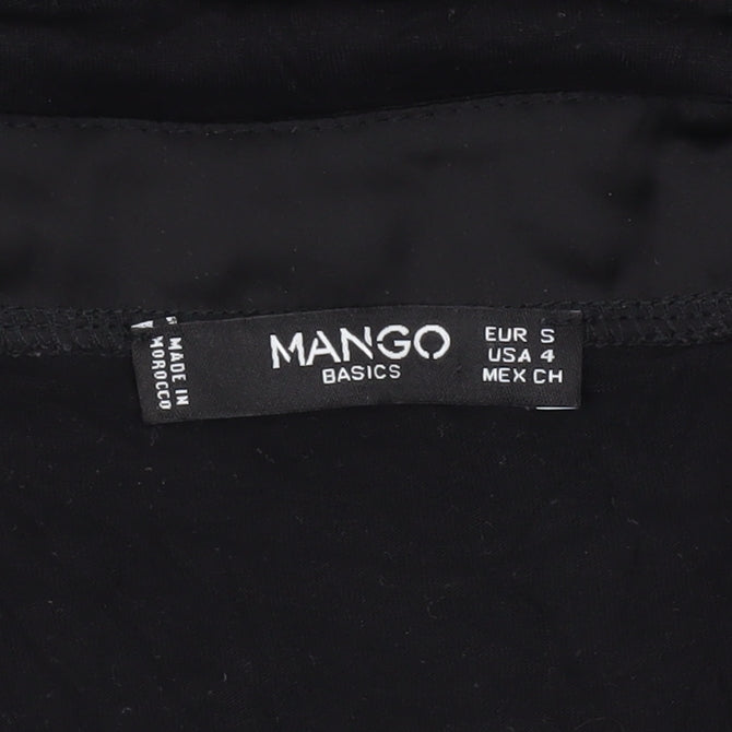 Mango Women Black Tunic Blouse V-Neck Size 8 3/4 Sleeve