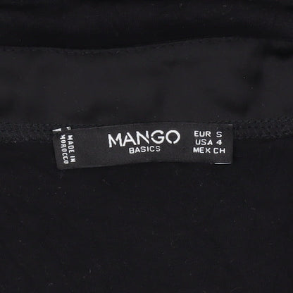 Mango Women Black Tunic Blouse V-Neck Size 8 3/4 Sleeve