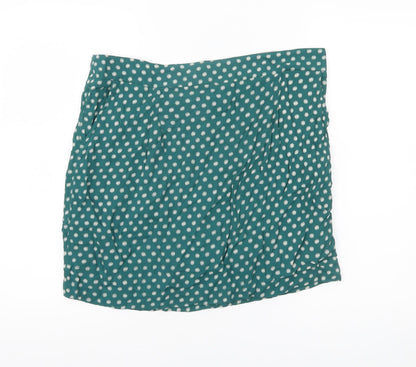 White Stuff Women’s Green Viscose A-Line Skirt Size 10 Floral Knee Length