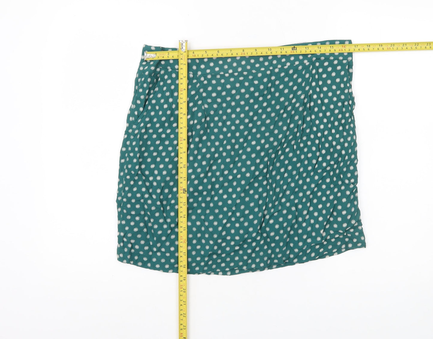 White Stuff Women’s Green Viscose A-Line Skirt Size 10 Floral Knee Length