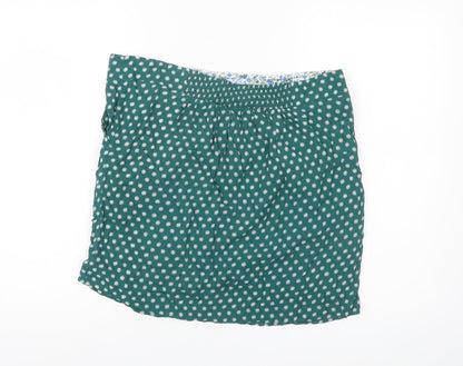 White Stuff Women’s Green Viscose A-Line Skirt Size 10 Floral Knee Length
