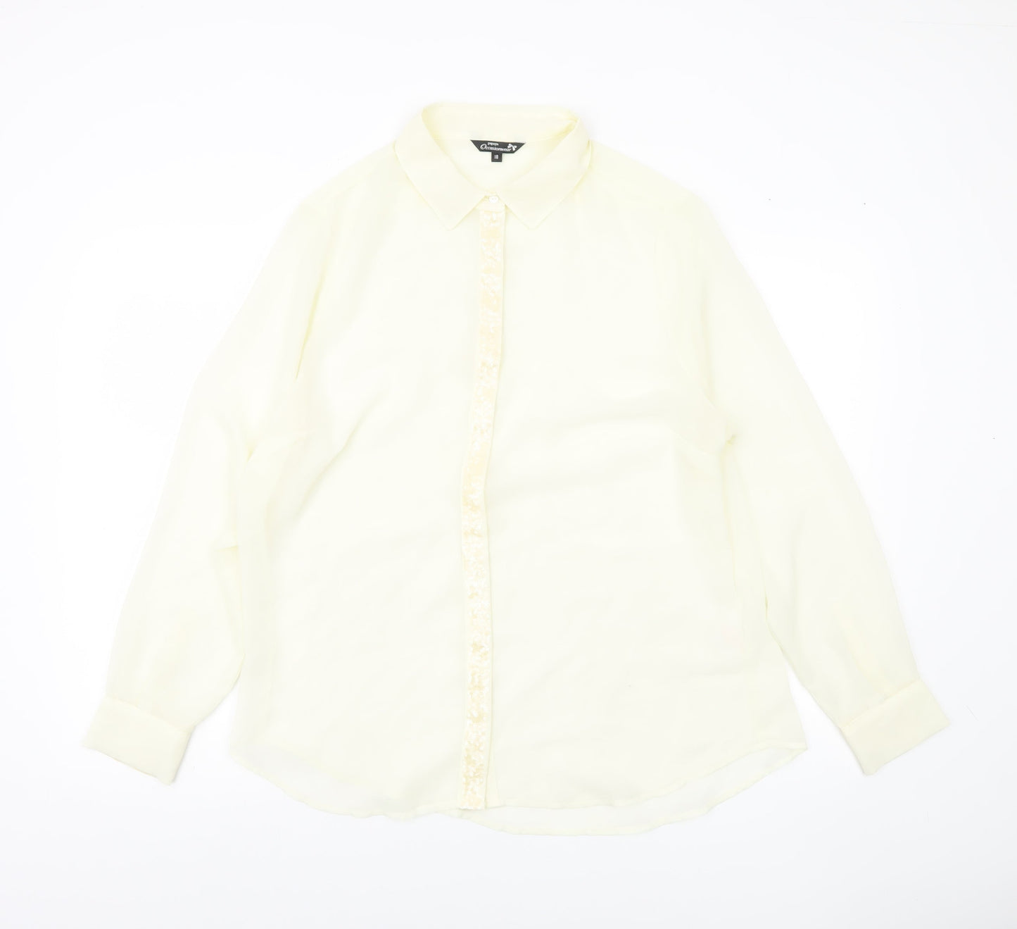 Papaya Women’s Ivory Button Blouse Size 18 Long Sleeve Lightweight