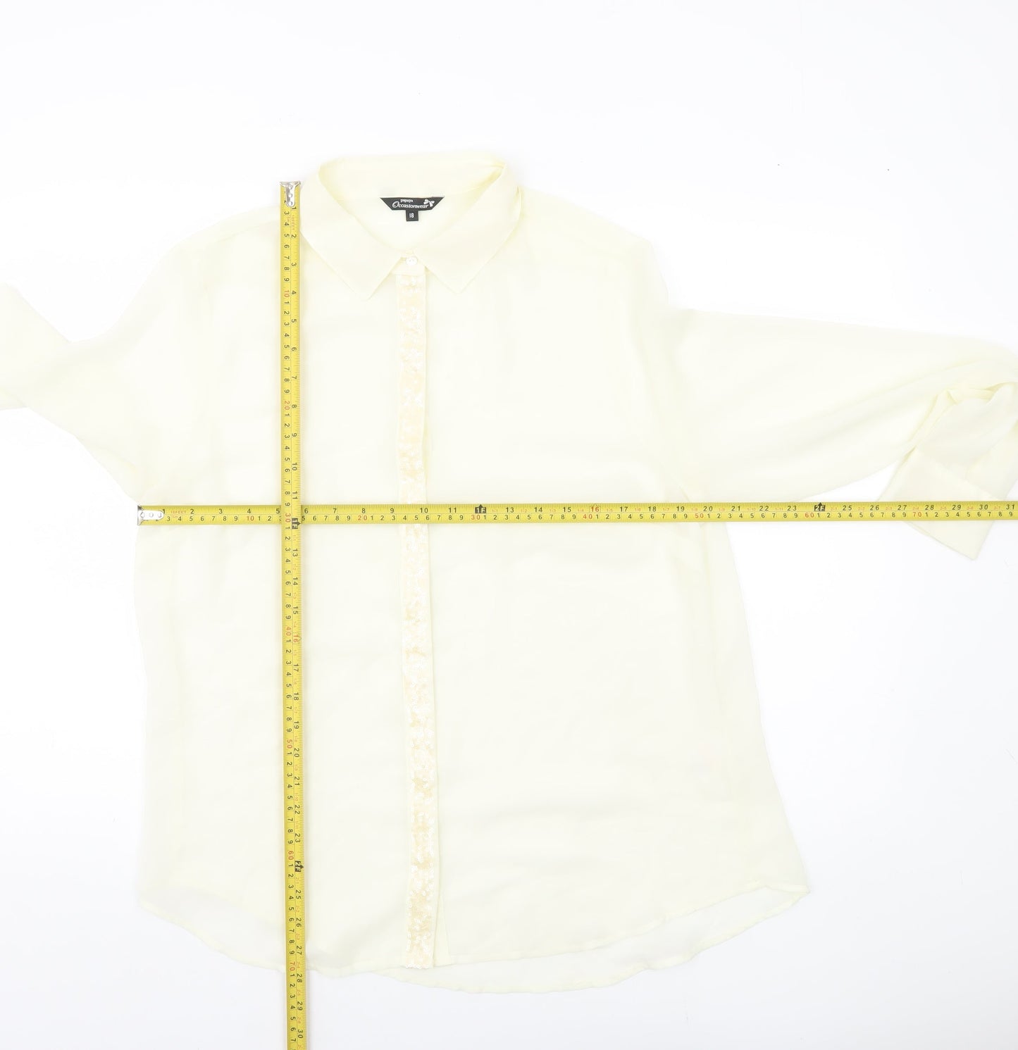 Papaya Women’s Ivory Button Blouse Size 18 Long Sleeve Lightweight