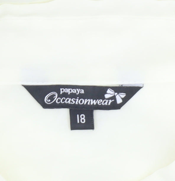 Papaya Women’s Ivory Button Blouse Size 18 Long Sleeve Lightweight
