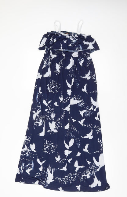 Miso Women’s Blue Maxi Strapless Summer Dress Size 10