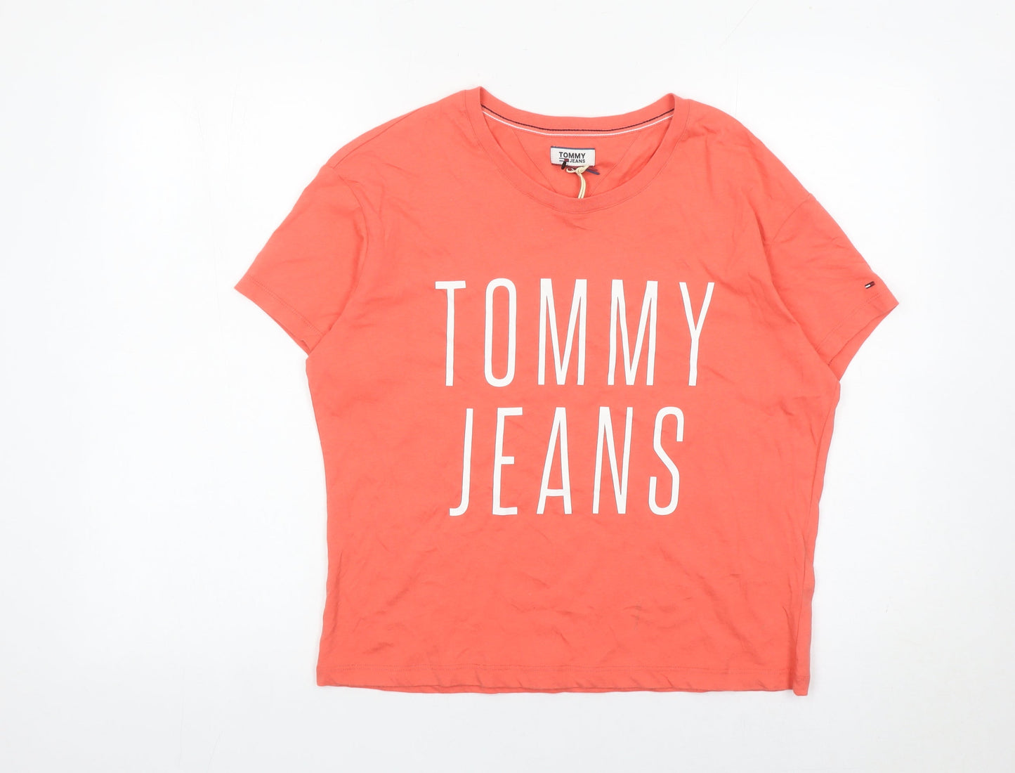 Womens UK Size S Tommy Jeans Orange Basic T-Shirt