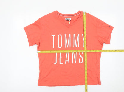 Womens UK Size S Tommy Jeans Orange Basic T-Shirt