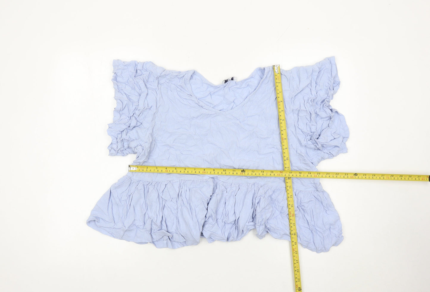 Cerulean Blue Diamond Women’s Blue XL Tunic Ruffle Blouse