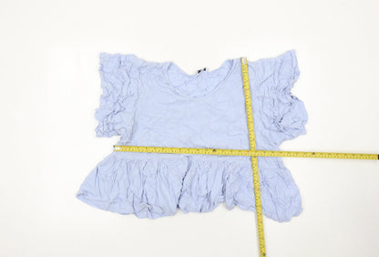 Cerulean Blue Diamond Women’s Blue XL Tunic Ruffle Blouse