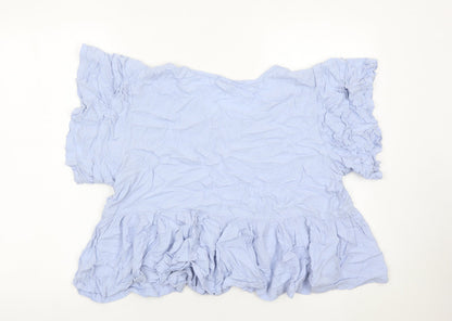 Cerulean Blue Diamond Women’s Blue XL Tunic Ruffle Blouse