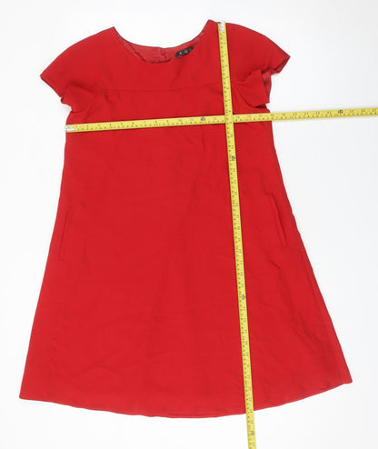AGGI Women’s Red Shift Dress Size 8 Short Sleeve Round Neck