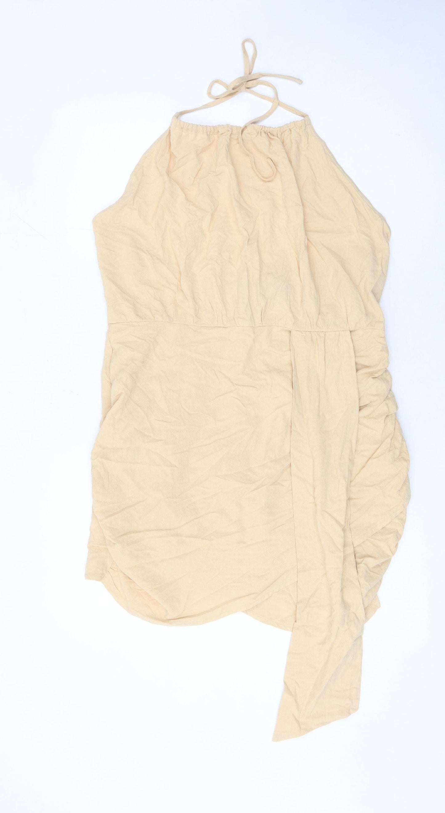 PrettyLittleThing Women’s Beige Halter Bodycon Dress Size 16