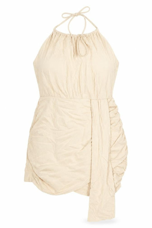 PrettyLittleThing Women’s Beige Halter Bodycon Dress Size 16