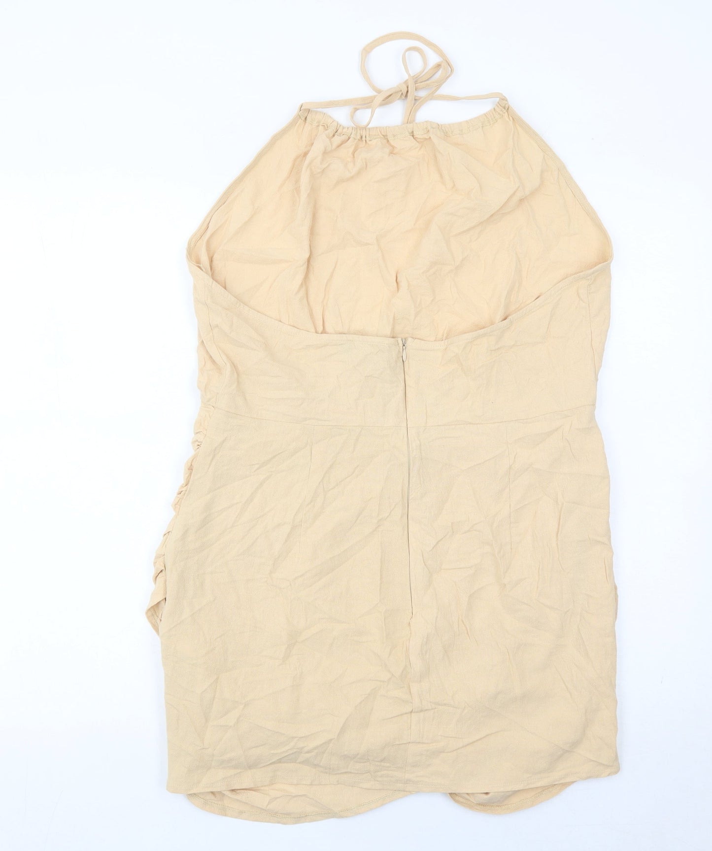 PrettyLittleThing Women’s Beige Halter Bodycon Dress Size 16