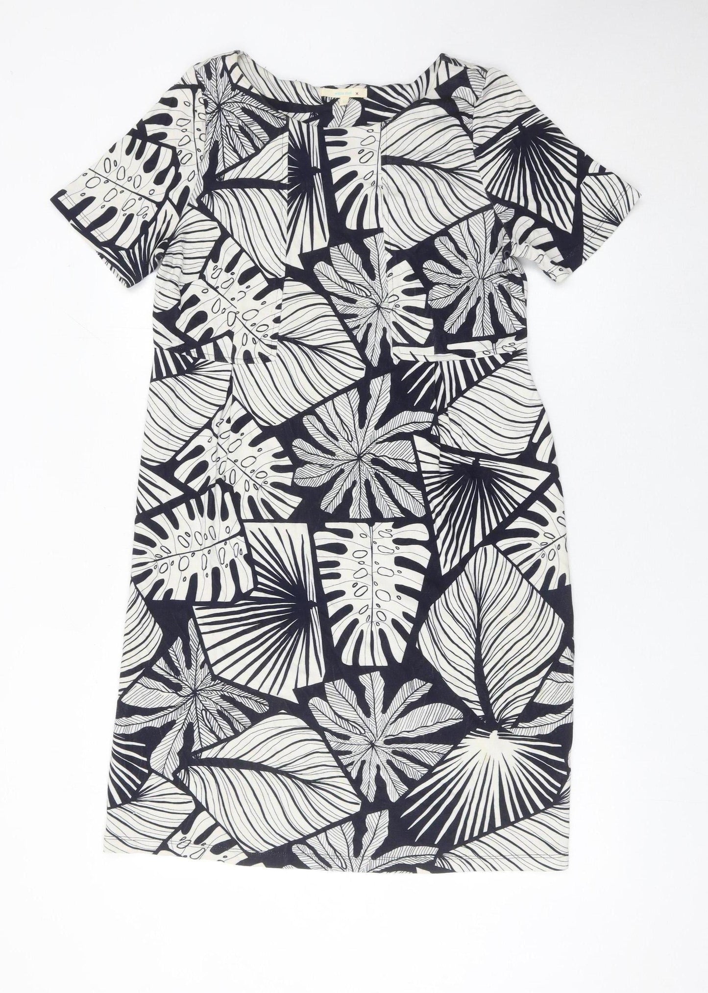 White Stuff Women’s Black Leaf Print Shift Dress Size 12