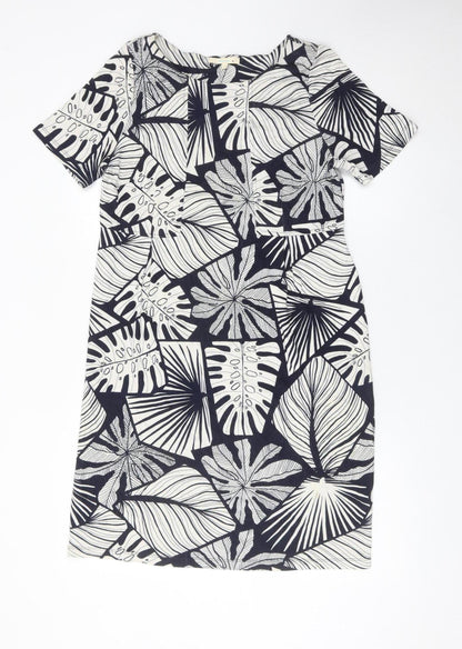 White Stuff Women’s Black Leaf Print Shift Dress Size 12