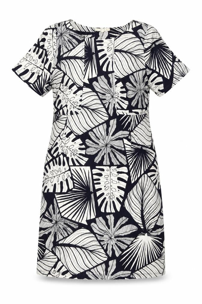 White Stuff Women’s Black Leaf Print Shift Dress Size 12