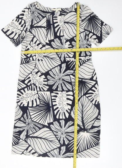 White Stuff Women’s Black Leaf Print Shift Dress Size 12