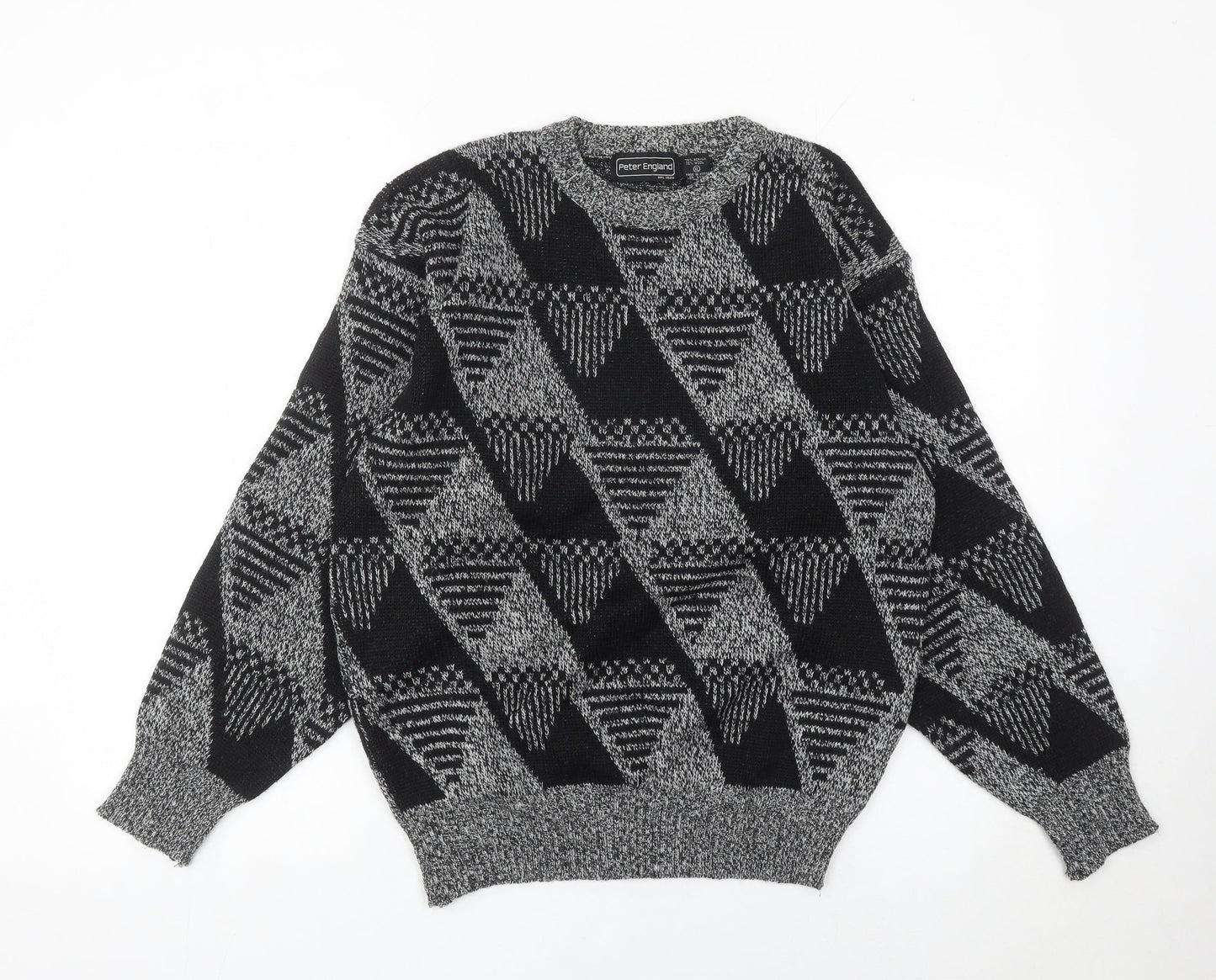 Peter England Men’s Black XL Geometric Wool Blend Jumper