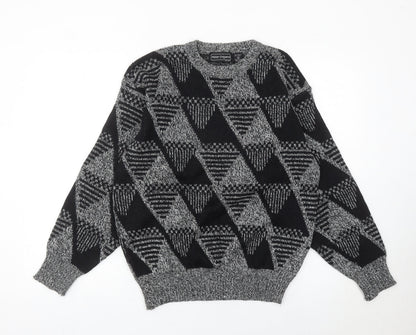 Peter England Men’s Black XL Geometric Wool Blend Jumper