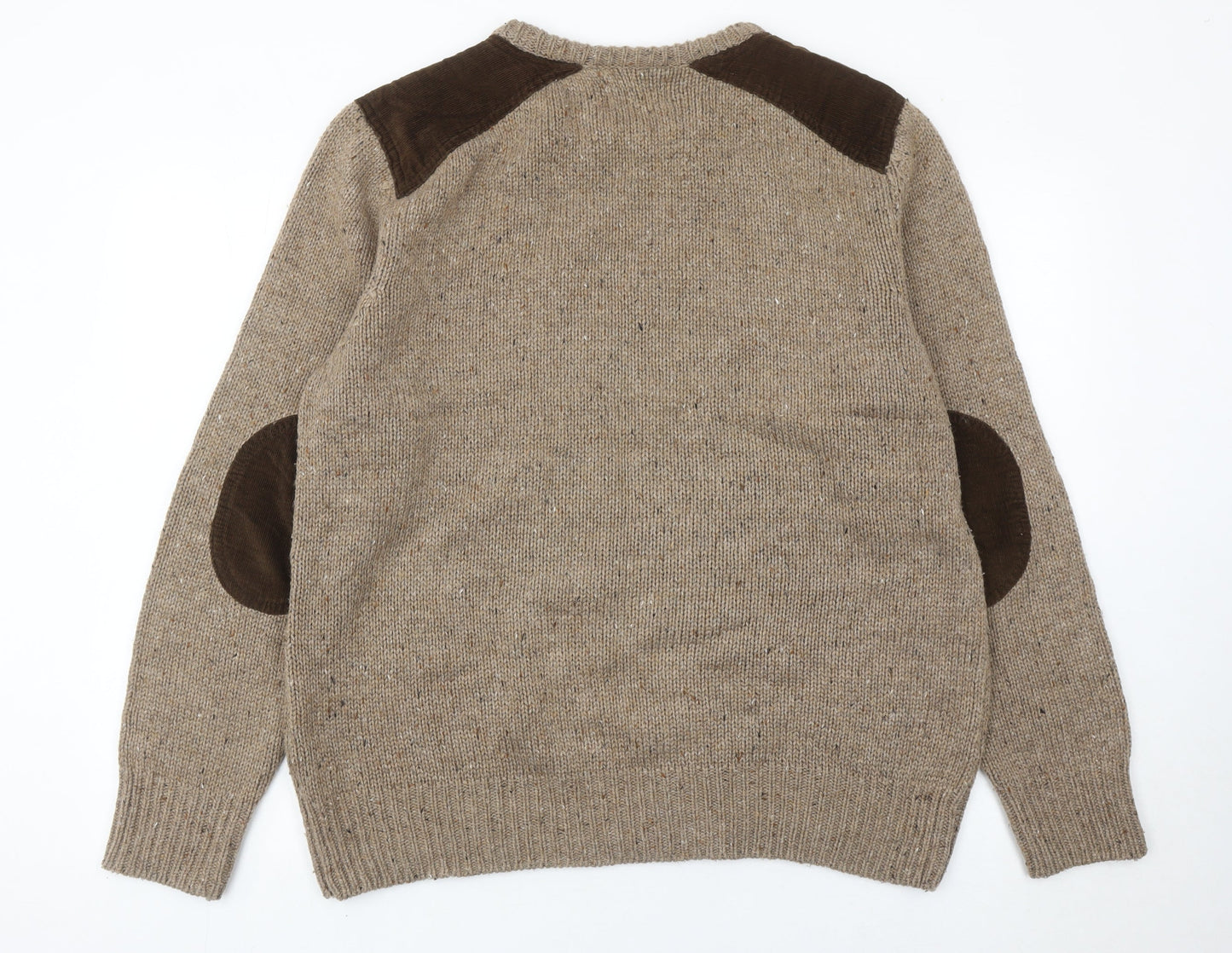 Tu Men’s Beige Wool Blend XL Crew Neck Pullover Jumper