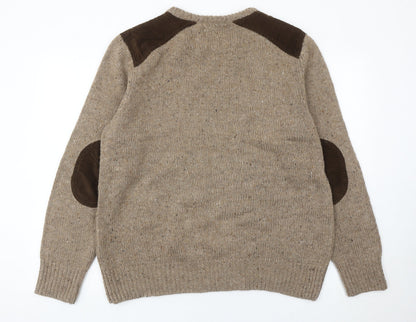 Tu Men’s Beige Wool Blend XL Crew Neck Pullover Jumper