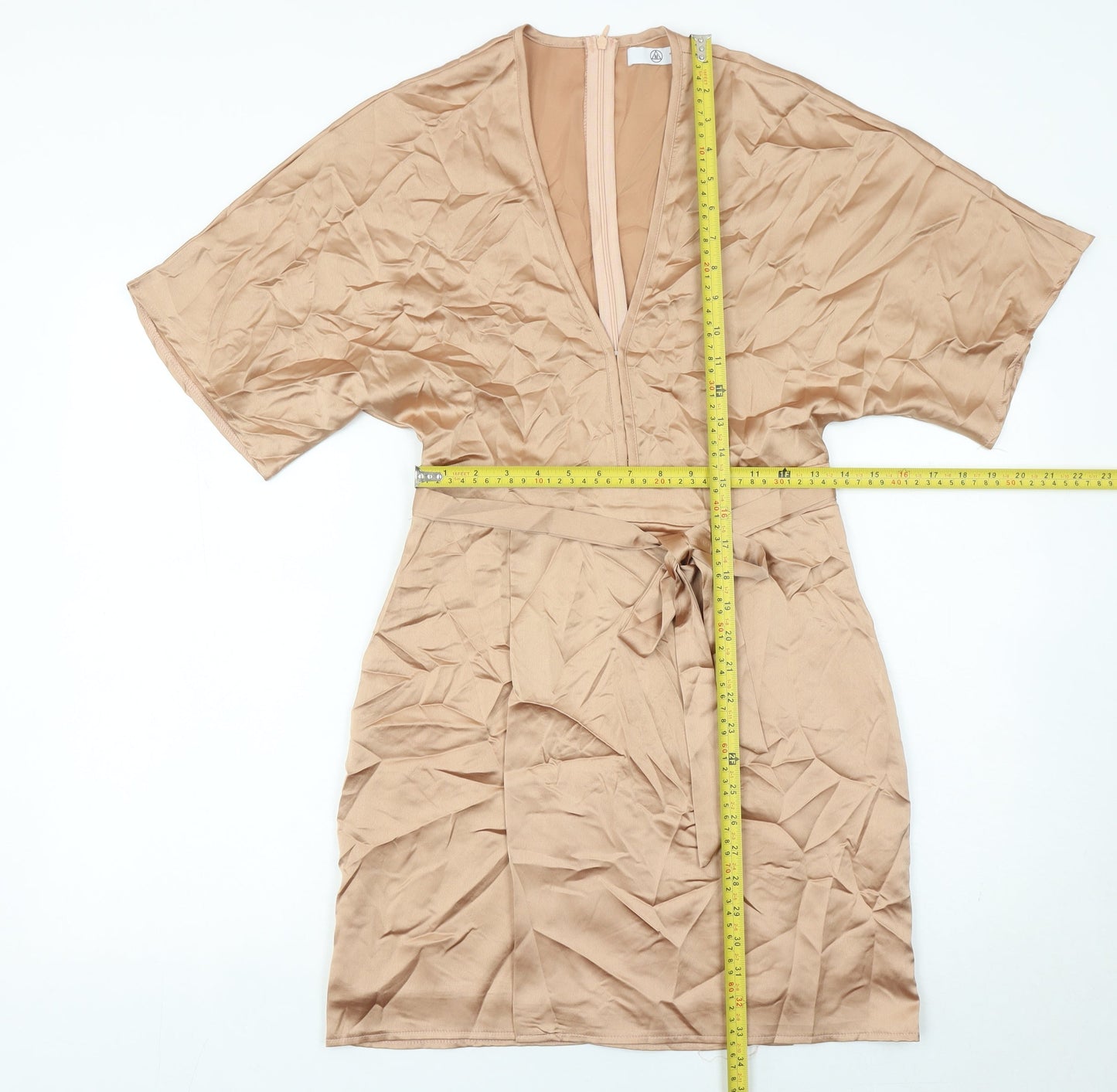 Missguided Women’s Beige Size 10 Wrap Dress Kimono Sleeve Short