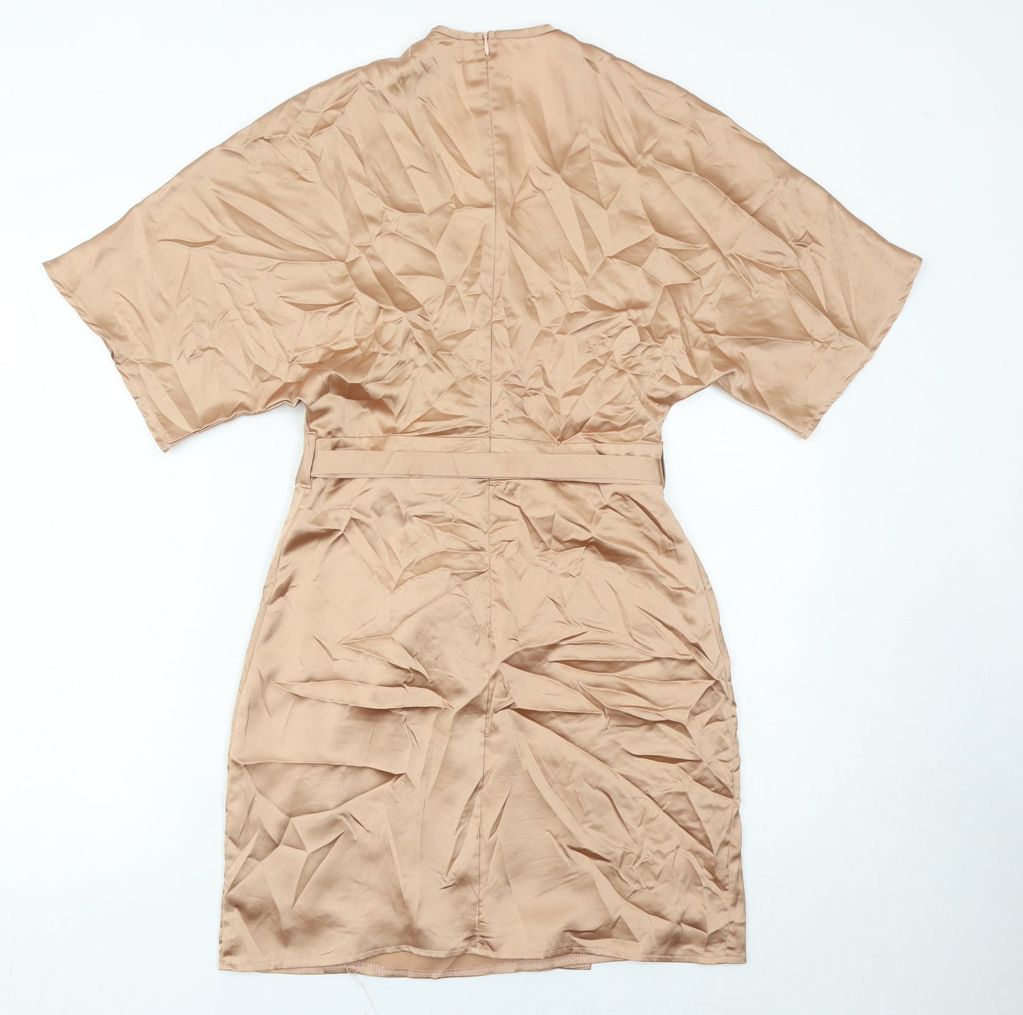 Missguided Women’s Beige Size 10 Wrap Dress Kimono Sleeve Short