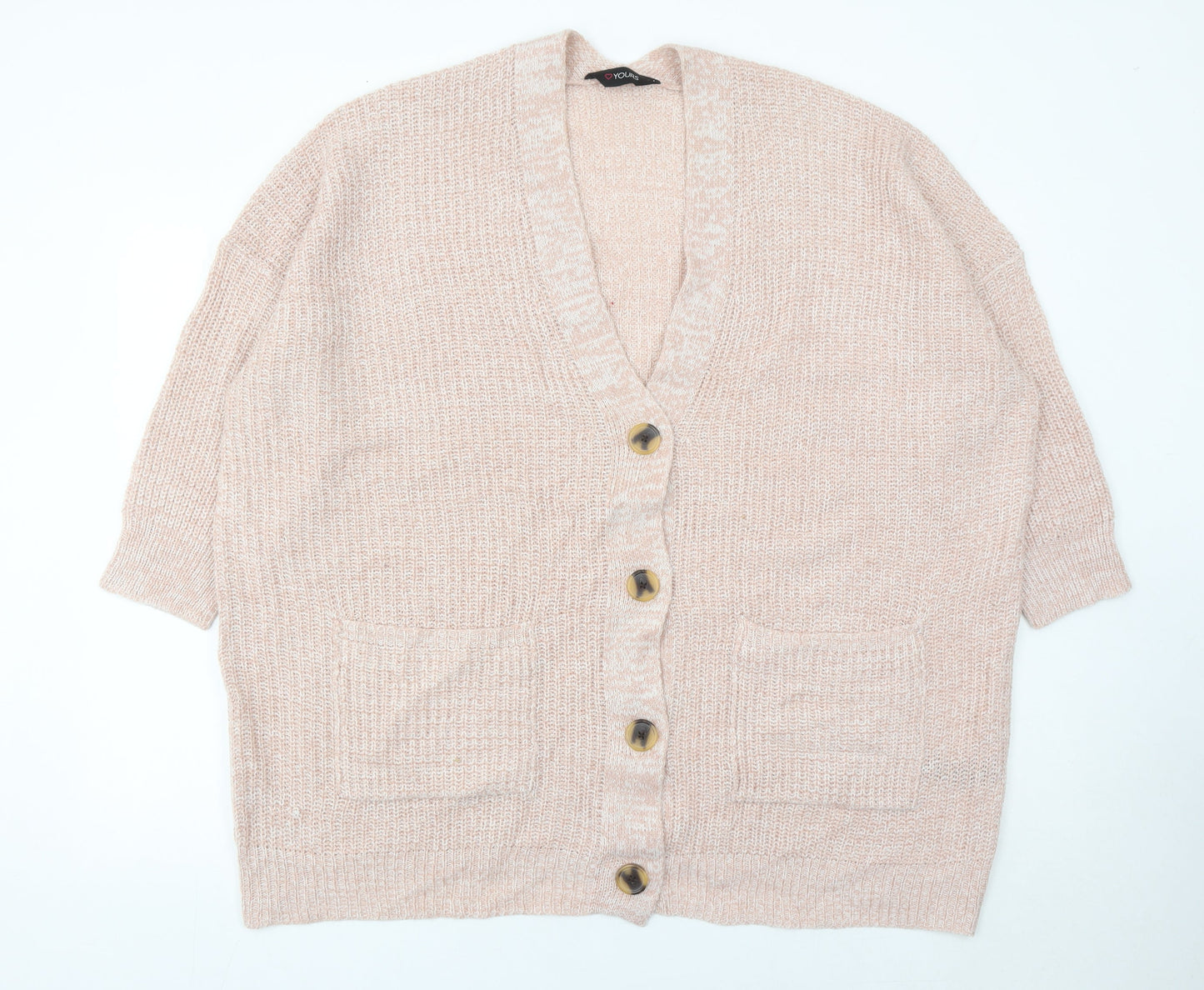 Yours Women’s Pink Plus Size 18-20 V-Neck Chunky Knit Cardigan