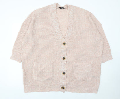 Yours Women’s Pink Plus Size 18-20 V-Neck Chunky Knit Cardigan