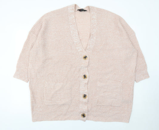 Yours Women’s Pink Plus Size 18-20 V-Neck Chunky Knit Cardigan