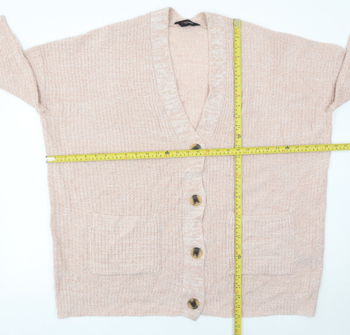 Yours Women’s Pink Plus Size 18-20 V-Neck Chunky Knit Cardigan