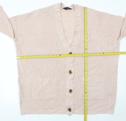Yours Women’s Pink Plus Size 18-20 V-Neck Chunky Knit Cardigan