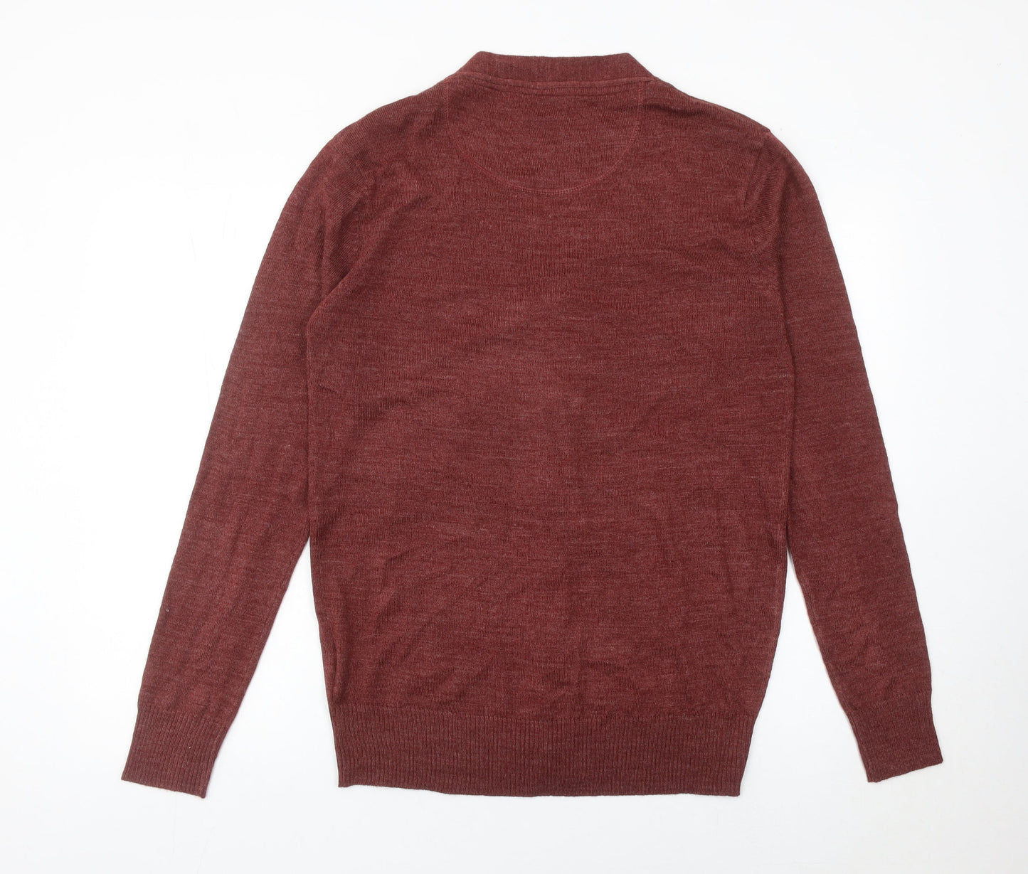 Brave Soul Men's Red Cardigan Jumper Size S V-Neck Knitwear