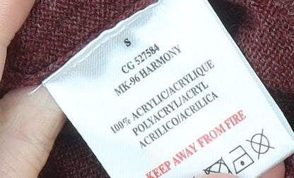 Brave Soul Men's Red Cardigan Jumper Size S V-Neck Knitwear