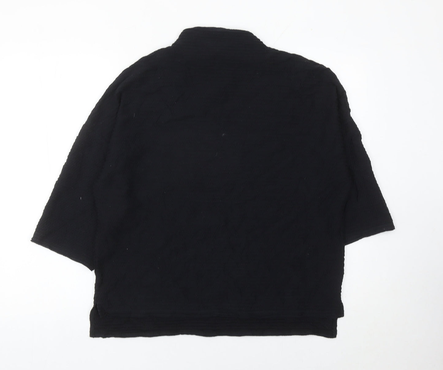 French Connection Women Black XS Mock Neck 3/4 Sleeve Blouse