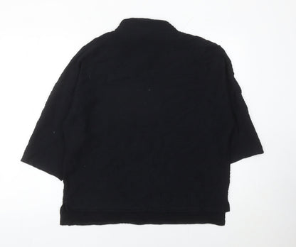 French Connection Women Black XS Mock Neck 3/4 Sleeve Blouse