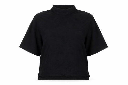 French Connection Women Black XS Mock Neck 3/4 Sleeve Blouse