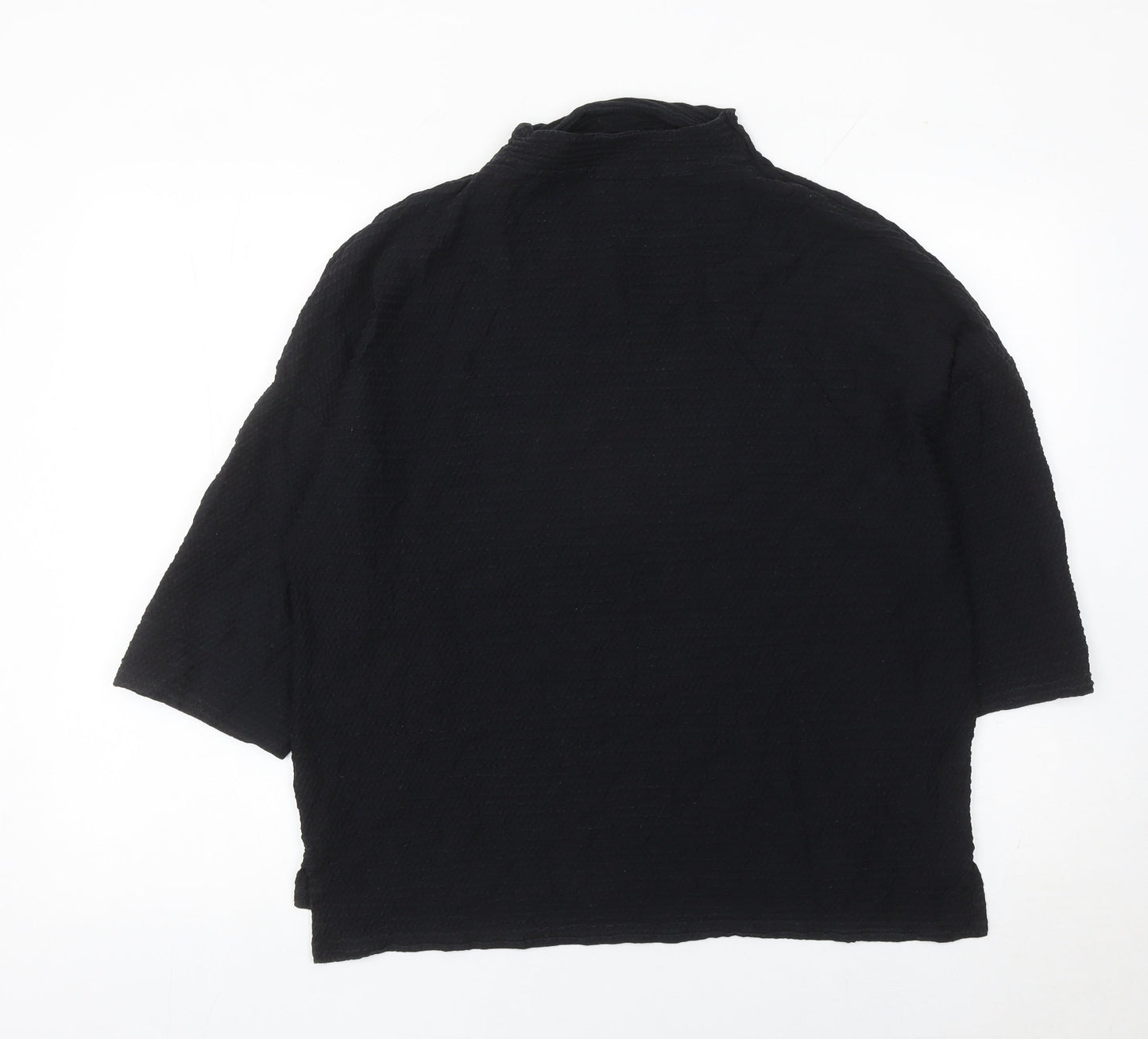 French Connection Women Black XS Mock Neck 3/4 Sleeve Blouse