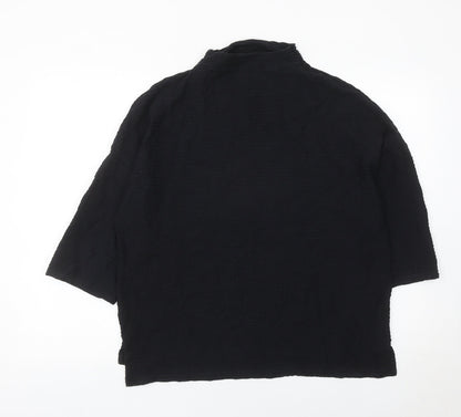 French Connection Women Black XS Mock Neck 3/4 Sleeve Blouse