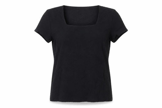Alex & Co Womens Black Size 12 Square Neck Short Sleeve Stretch Top