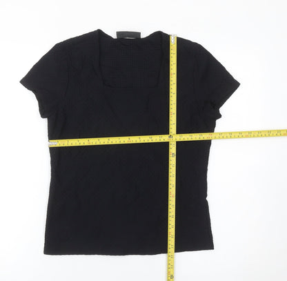 Alex & Co Womens Black Size 12 Square Neck Short Sleeve Stretch Top
