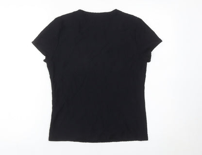 Alex & Co Womens Black Size 12 Square Neck Short Sleeve Stretch Top