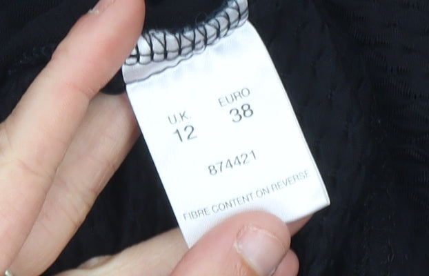 Alex & Co Womens Black Size 12 Square Neck Short Sleeve Stretch Top