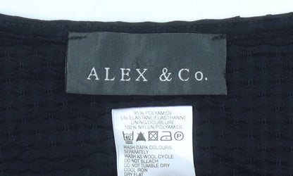 Alex & Co Womens Black Size 12 Square Neck Short Sleeve Stretch Top