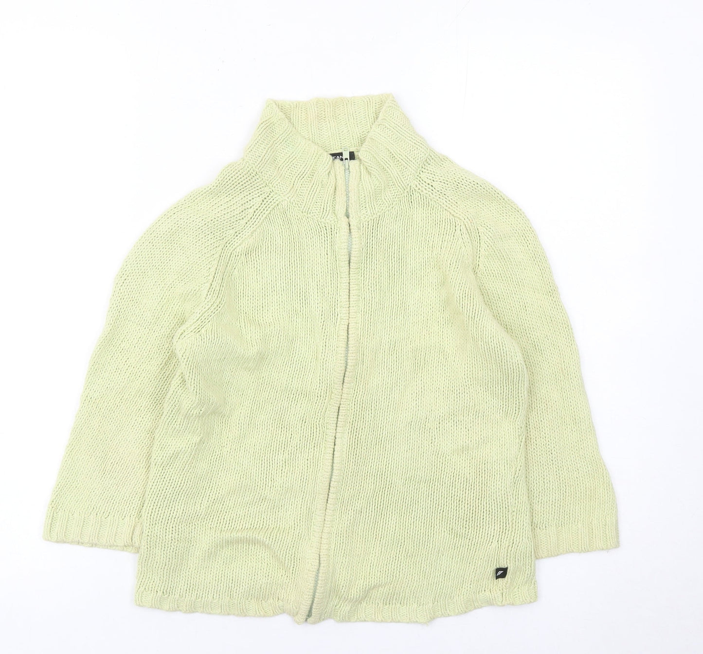 DKNY Jeans Womens Green Small Full Zip Knit Jumper Linen Cotton