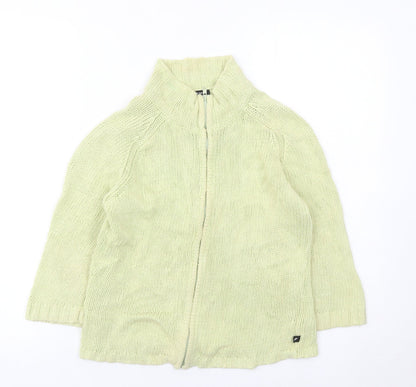 DKNY Jeans Womens Green Small Full Zip Knit Jumper Linen Cotton