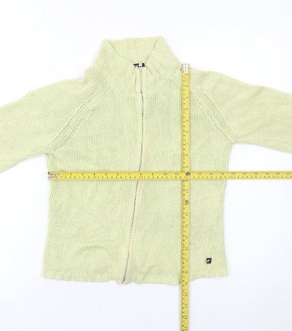 DKNY Jeans Womens Green Small Full Zip Knit Jumper Linen Cotton
