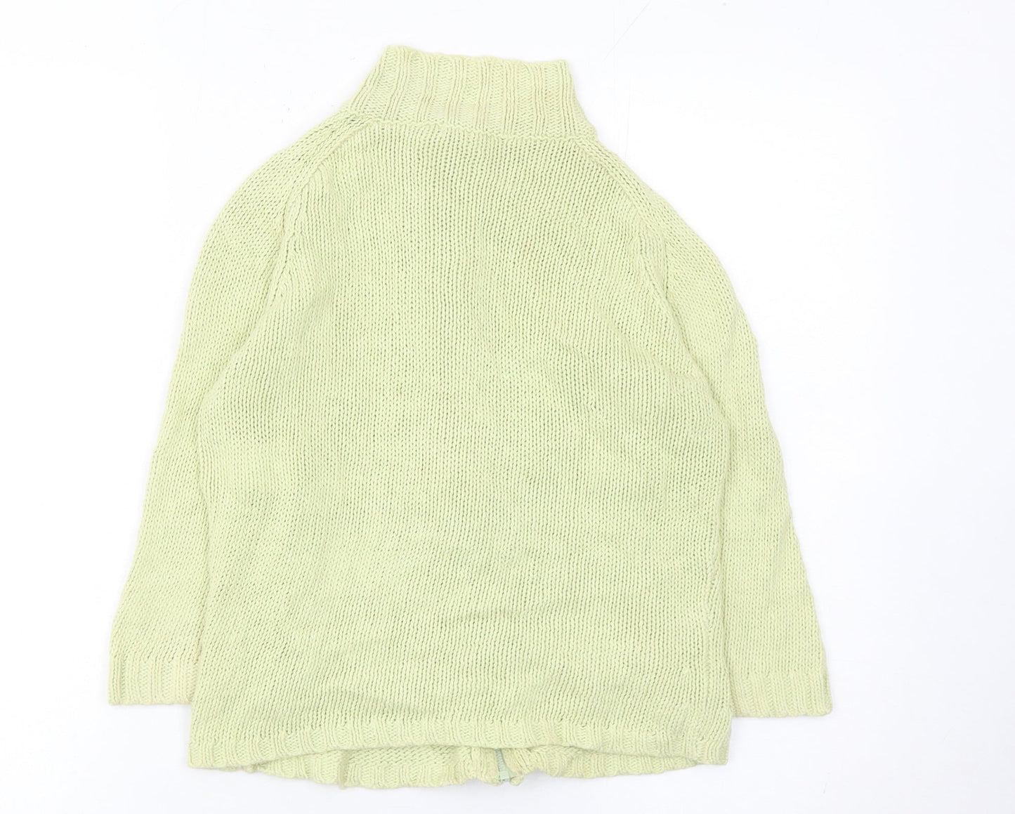 DKNY Jeans Womens Green Small Full Zip Knit Jumper Linen Cotton