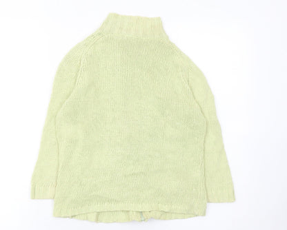 DKNY Jeans Womens Green Small Full Zip Knit Jumper Linen Cotton